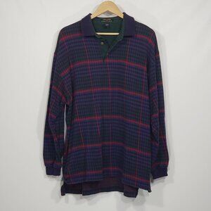 Vintage Colours by Alexander Julian Plaid Long Sleeve Polo Men's XL